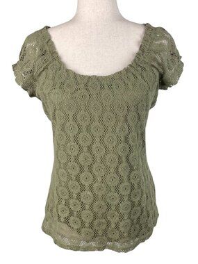 Vintage Y2K Axcess Liz Claiborne Lace Crochet Top Size Medium Fairy Grunge Boho
